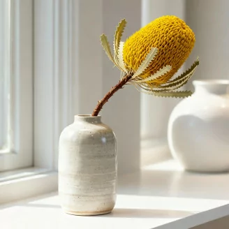 Banksia Hookeriana essiccato - 1 Stelo - Giallo