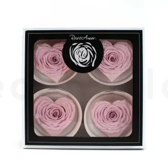 Rosa preservada en Forma de Coraz&oacute;n Rosa (x4)