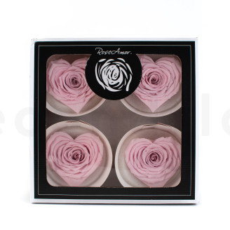 Stabilisiertes Rosenherz - Verpackung 4 St. - Rosa