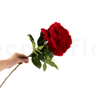 Artificial Peony on Stem - 1 Unit - Red