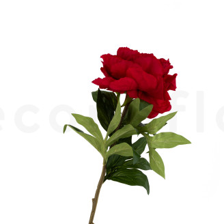 Artificial Peony on Stem - 1 Unit - Red