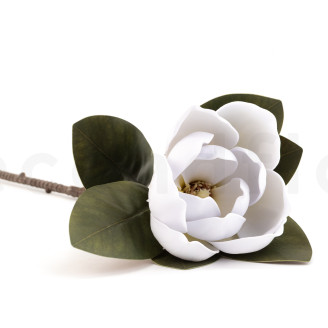 Magnolia Artificial con tallo - Blanco