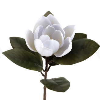 Magnolia Artificial con tallo - Blanco