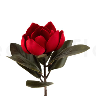 Artificial Magnolia on Stem - Red