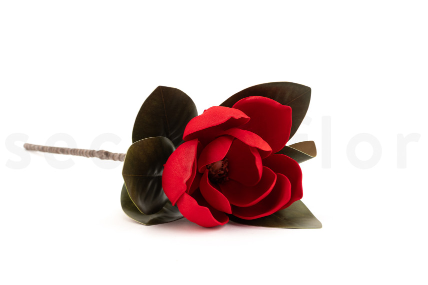 Magnolia Artificiel sur tige - Rouge