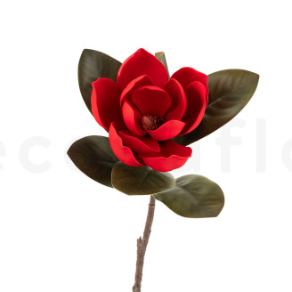 Magnolia Artificiel sur tige - Rouge