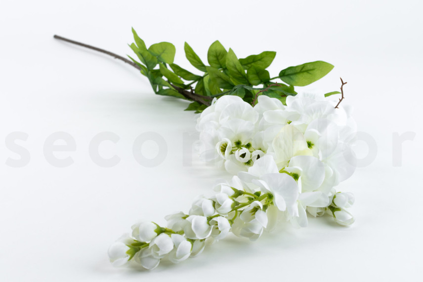 Artificial Wisteria Branch - White