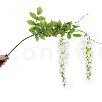 Artificial Wisteria Branch - White