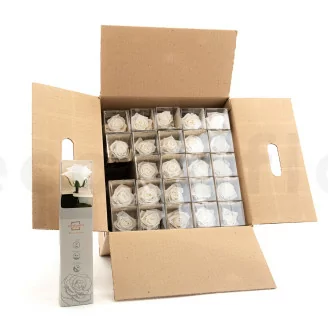 Konservierte Rose mit 30 cm Stiel Wei&szlig; - Einzelne Geschenkbox (x25)