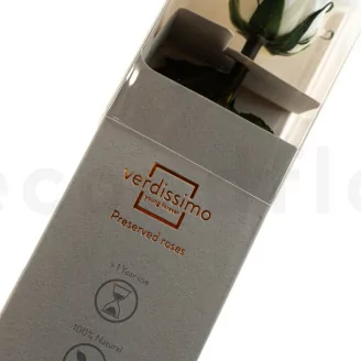 Konservierte Rose mit 30 cm Stiel Wei&szlig; - Einzelne Geschenkbox (x25)
