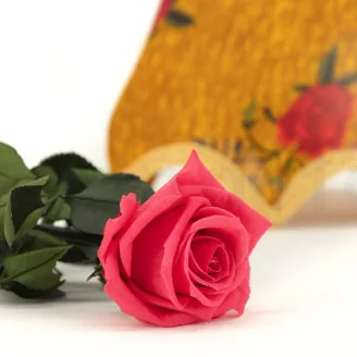 Konservierte Rose mit 30 cm Stiel Dunkelrosa - Einzelne Geschenkbox (x25)