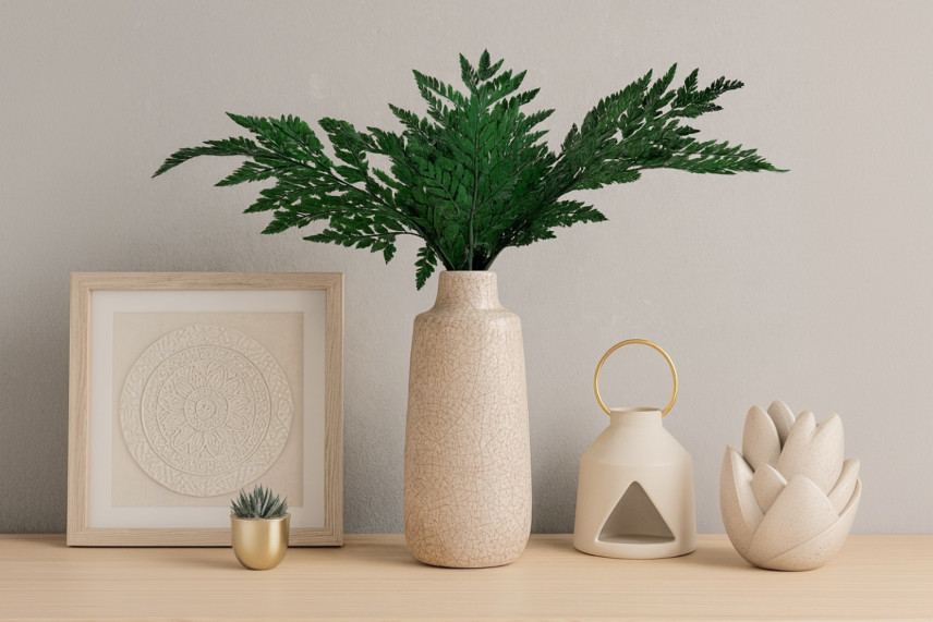 Leather Fern Preserved - Green