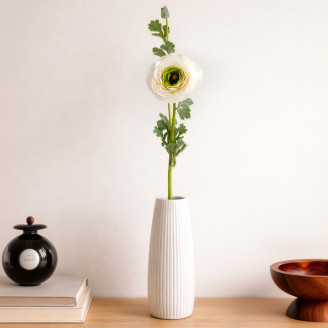 Ranuncolo su stelo Artificiale - Bianco