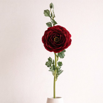Artificial Ranunculus on Stem - Red
