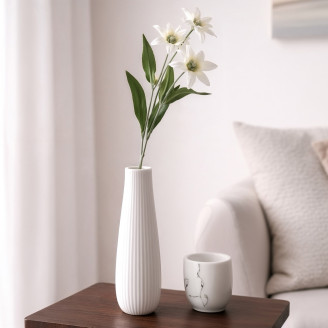 Edelweiss artificiale su stelo - Bianco