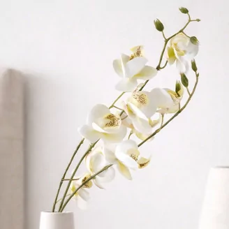 K&uuml;nstlicher Orchideenzweig - Cremefarben