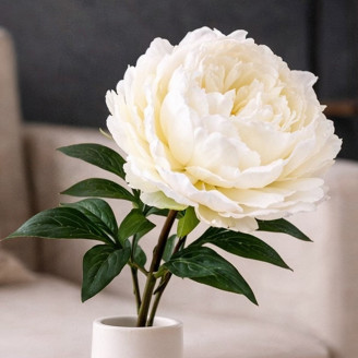 Peonia Artificiale su stelo - 1 unit&agrave; - Crema