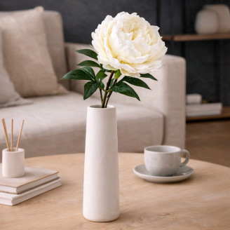 Pivoine Artificielle sur tige - 1 Unit&eacute; - Cr&egrave;me