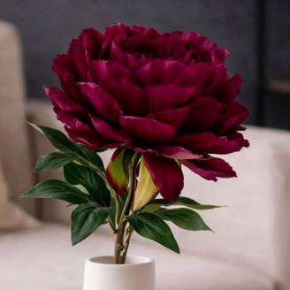 Peonia Artificiale su stelo - 1 unit&agrave; - Bordeaux