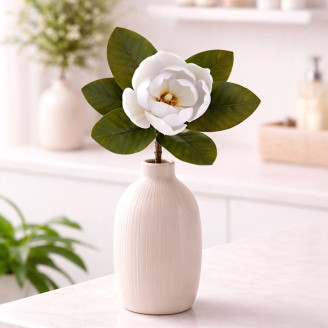 Artificial Magnolia on Stem - White
