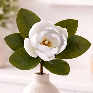 K&uuml;nstliche Magnolia mit Stiel - Wei&szlig;