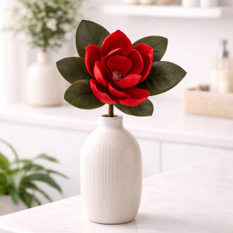 Artificial Magnolia on Stem - Red