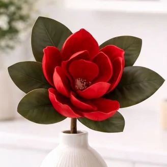 Artificial Magnolia on Stem - Red