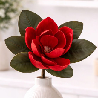 Magnolia Artificial con tallo - Rojo