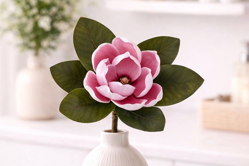 Magnolia Artificiel sur tige - Rose
