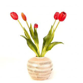 Bouquet de Tulipes Artificielles - Rose Fonc&eacute;