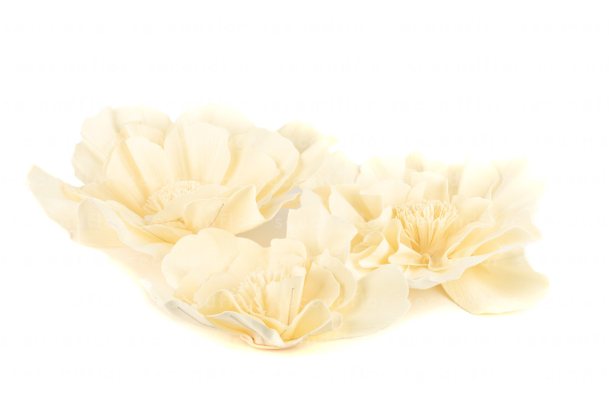 Camelia Gigante Artificiale - 3 Unit&agrave; - Crema