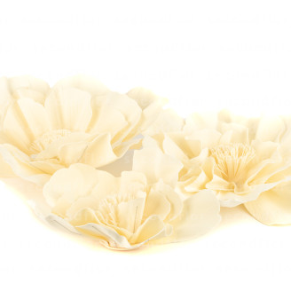 Cam&eacute;lia G&eacute;ant Artificiel - 3 Unit&eacute;s - Cr&egrave;me