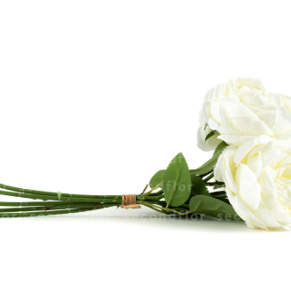 Bouquet de Pivoines Artificielles - Cr&egrave;me