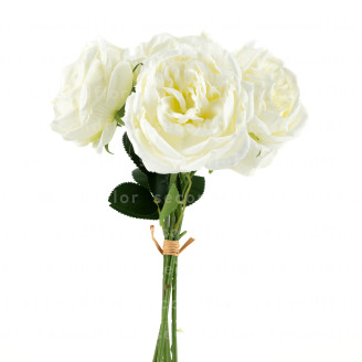 Bouquet de Pivoines Artificielles - Cr&egrave;me
