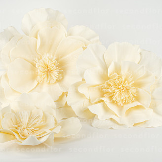 Cam&eacute;lia G&eacute;ant Artificiel - 3 Unit&eacute;s - Cr&egrave;me