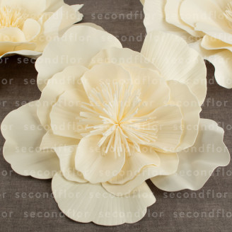 Camelia Gigante Artificiale - 3 Unit&agrave; - Crema