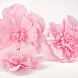 Artificial Giant Camellia - Set of 3 - Pink