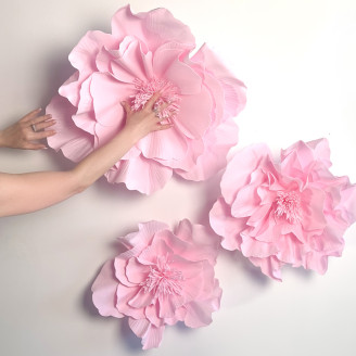 Artificial Giant Camellia - Set of 3 - Pink