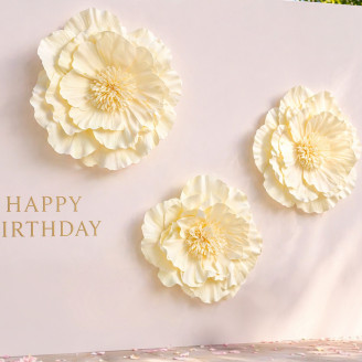 Artificial Giant Camellia - Set of 3 - Cream