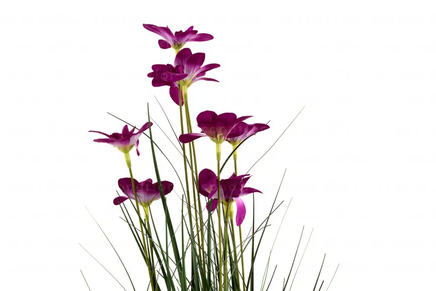 Künstliches Ziergras mit Blüten im Topf