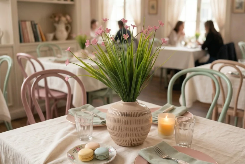K&uuml;nstliches Ziergras mit Bl&uuml;ten