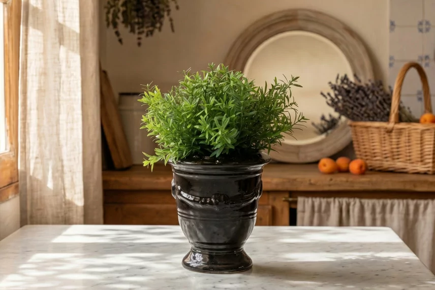 Artificial rosemary in pot