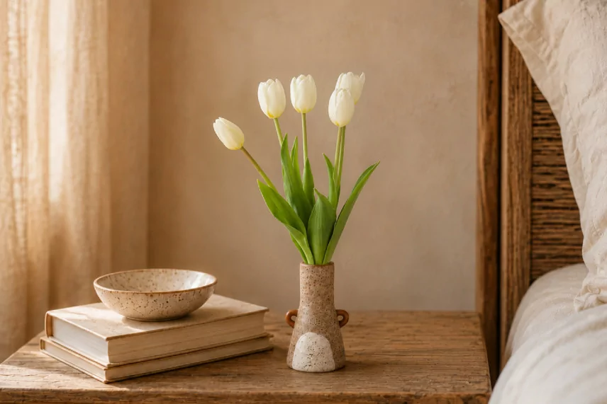 Bouquet di Tulipani Artificiali Crema